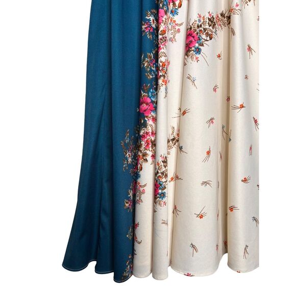 Vintage 70s Piccolo Size 4 Floral Dress Plisse Bodice Cotton Blend Disco - Picture 5 of 8